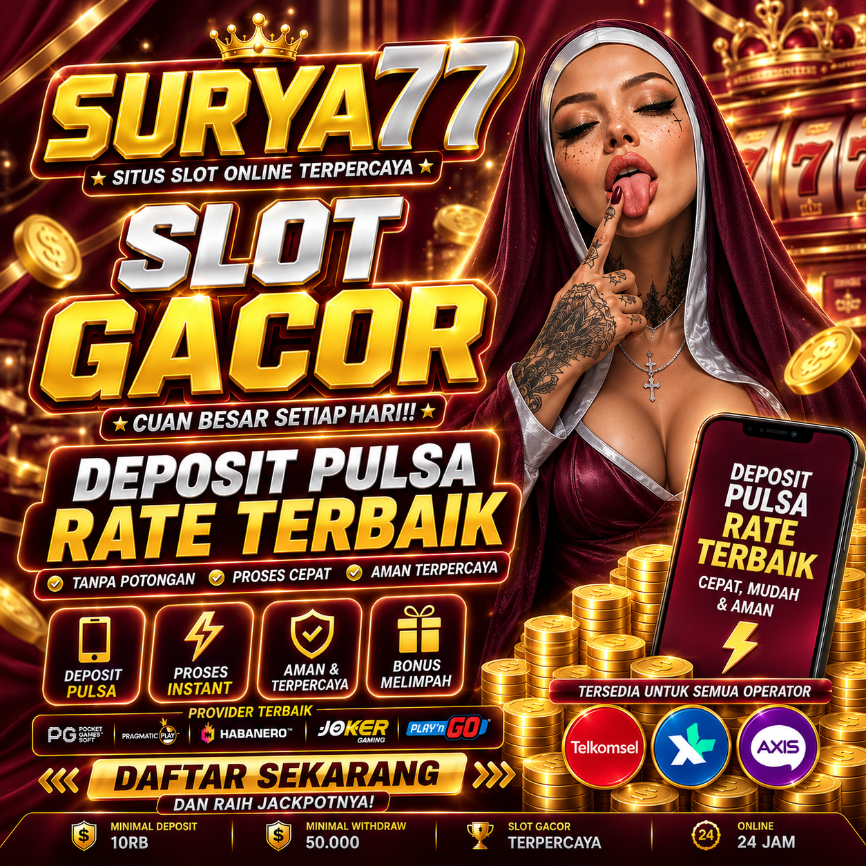 SURYA77 ノ Sedang Ramai! Slot Gacor Deposit Pulsa 10rb Main Santai Tapi Peluang Cuan Besar